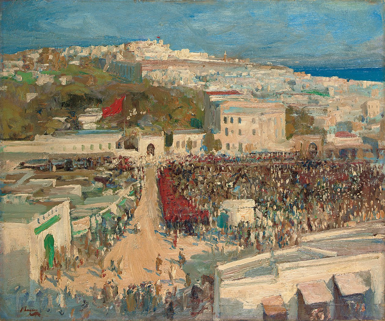 La bandera morisca, izada en la legación alemana, Tánger de John Lavery