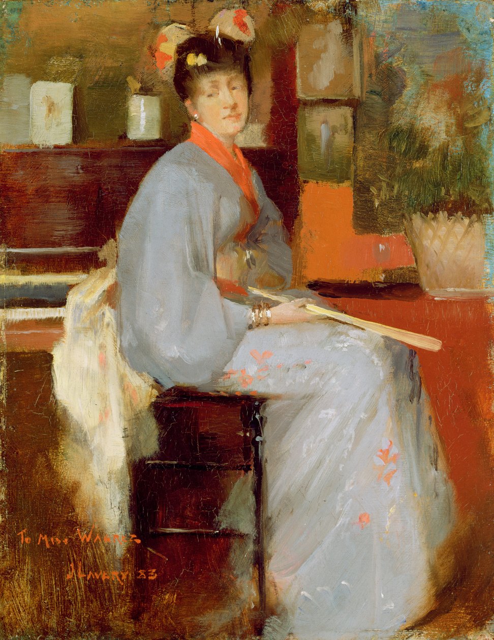 Mujer con vestido japonés, 1883 de John Lavery