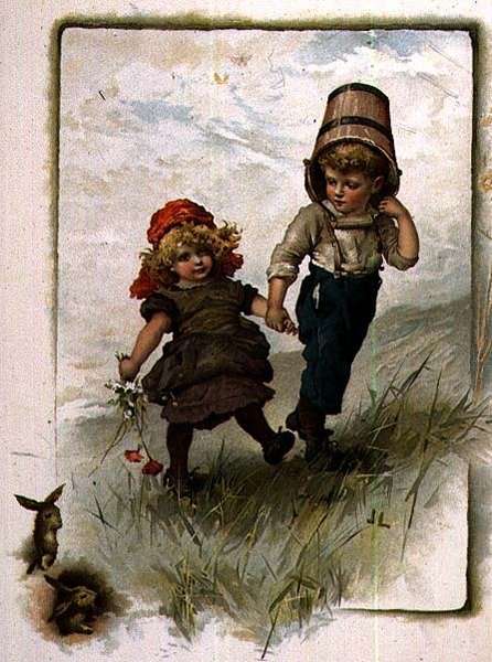 Jack y Jill, de un libro ilustrado de rimas infantiles de John Lawson