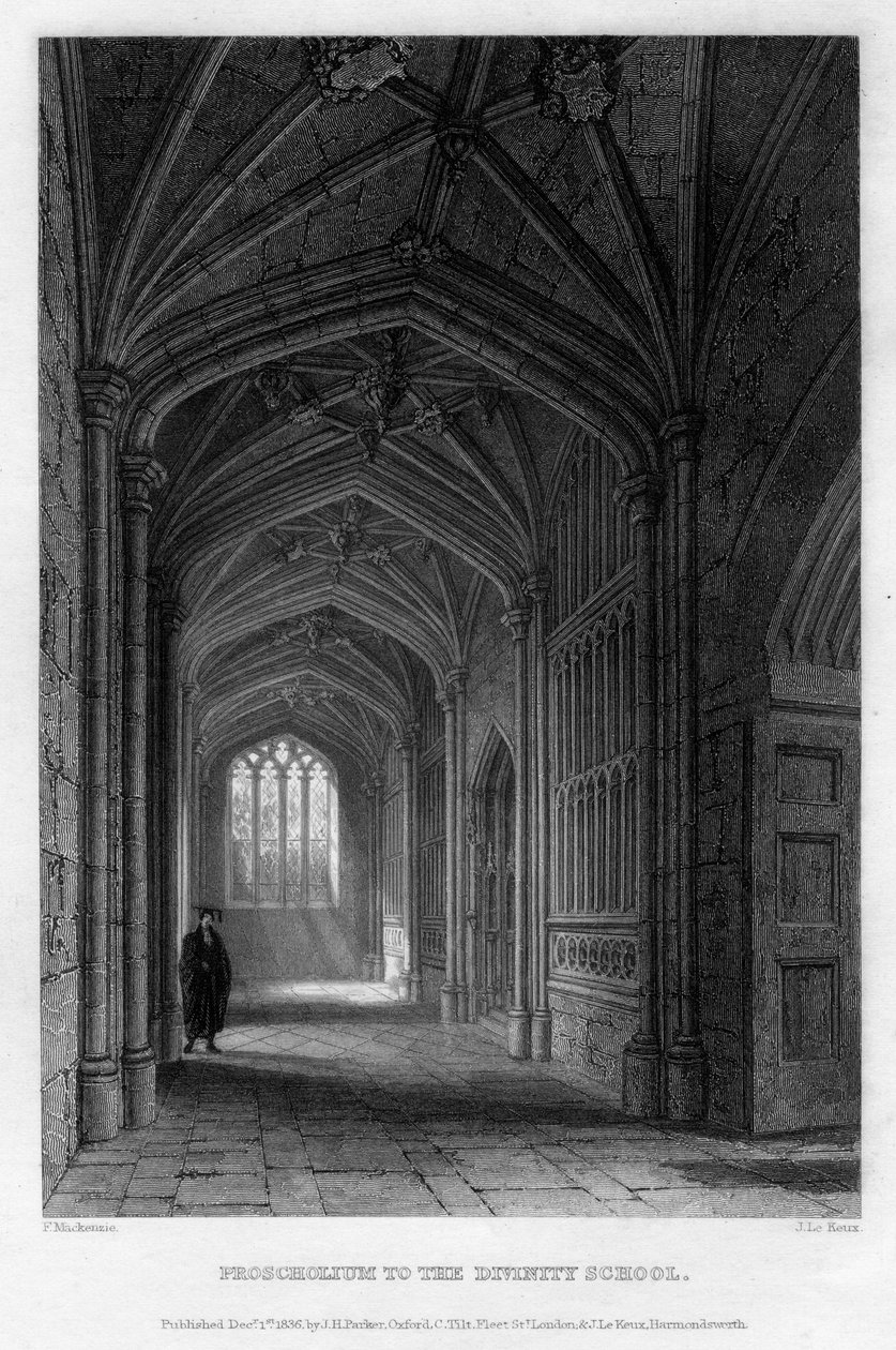 Proscholium a la Escuela de Divinidad, Oxford de John Le Keux