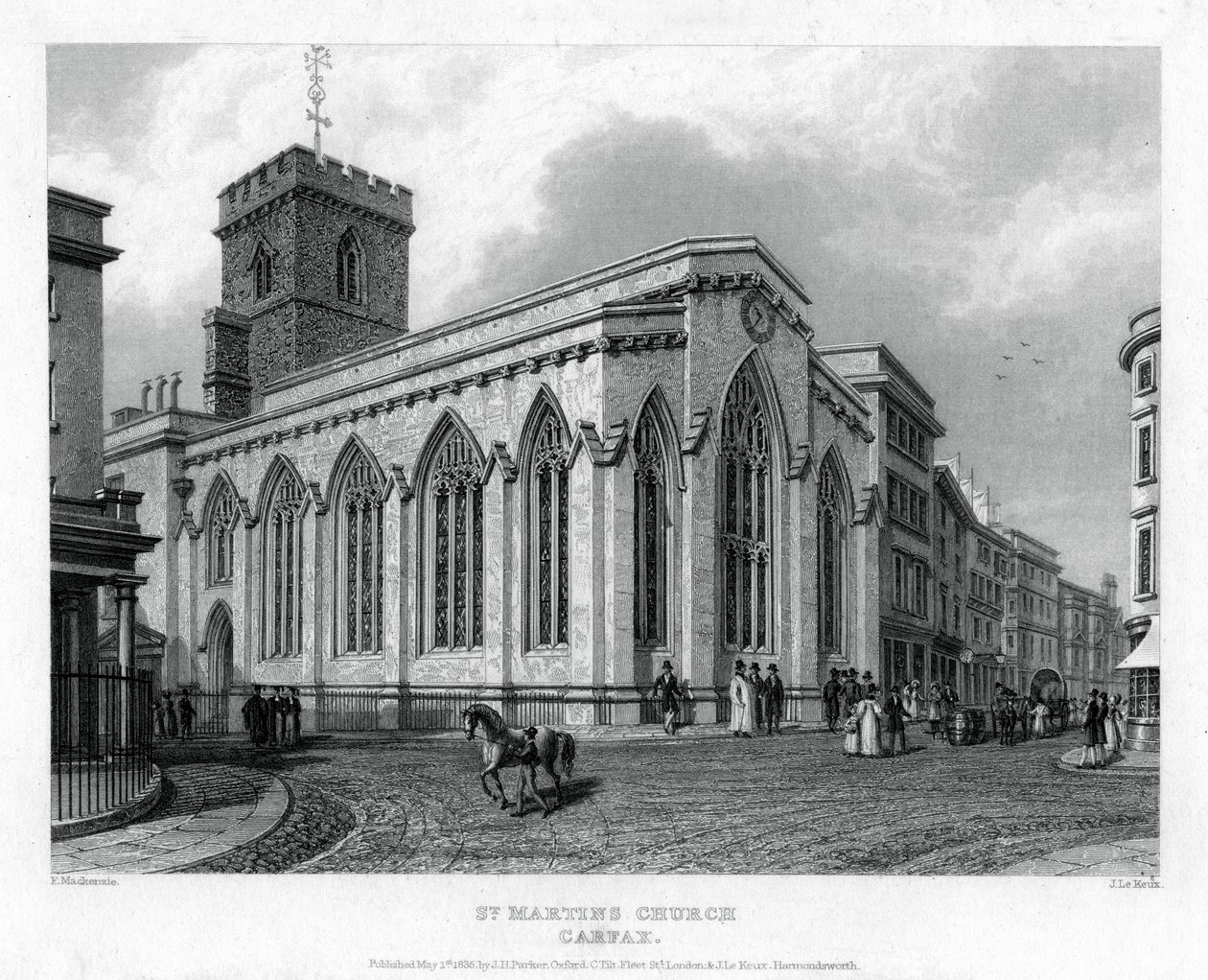 Iglesia de St. Martins, Carfax, Oxford, 1835 de John Le Keux