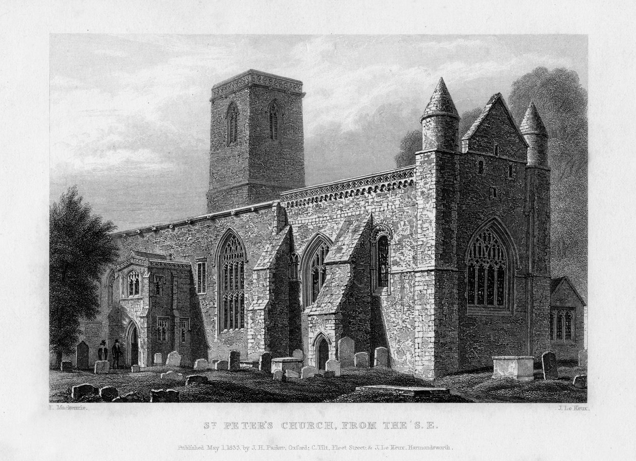 Iglesia de San Pedro, desde el sureste, Oxford, 1833 de John Le Keux