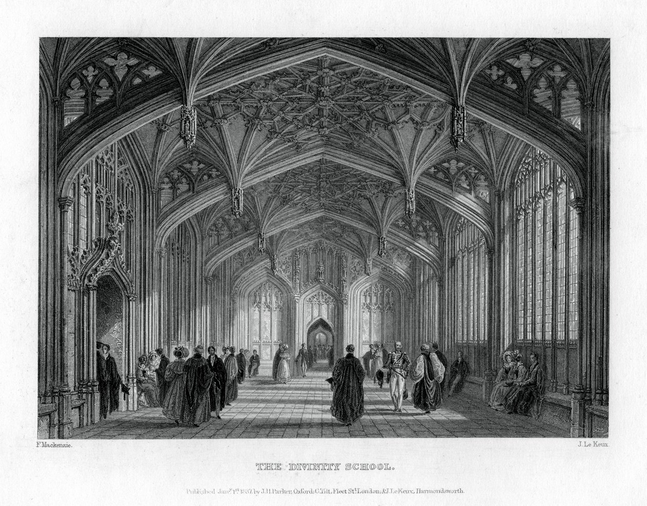 La Escuela de Divinidad, Oxford, 1837 de John Le Keux