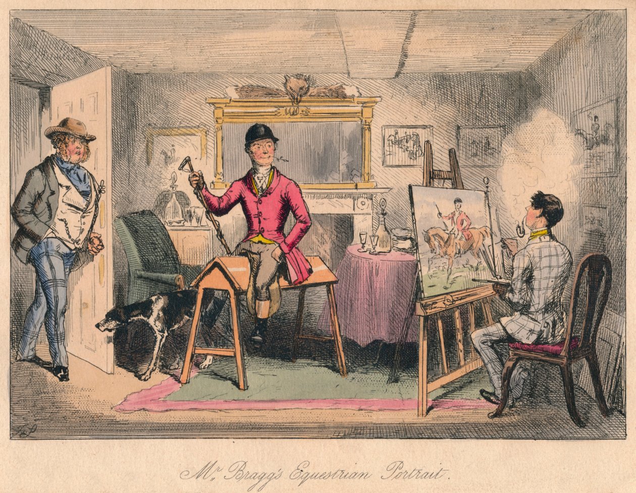 Retrato ecuestre del Sr. Bragg de John Leech, Hablot Knight Browne