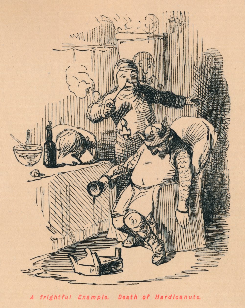 Un ejemplo espantoso. Muerte de Hardicanute, c1860 de John Leech