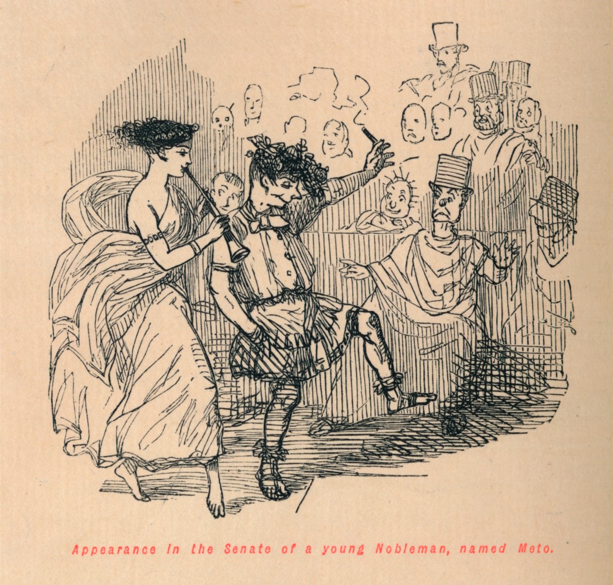 Aparición en el Senado de un joven Noble, llamado Meto, 1852 de John Leech
