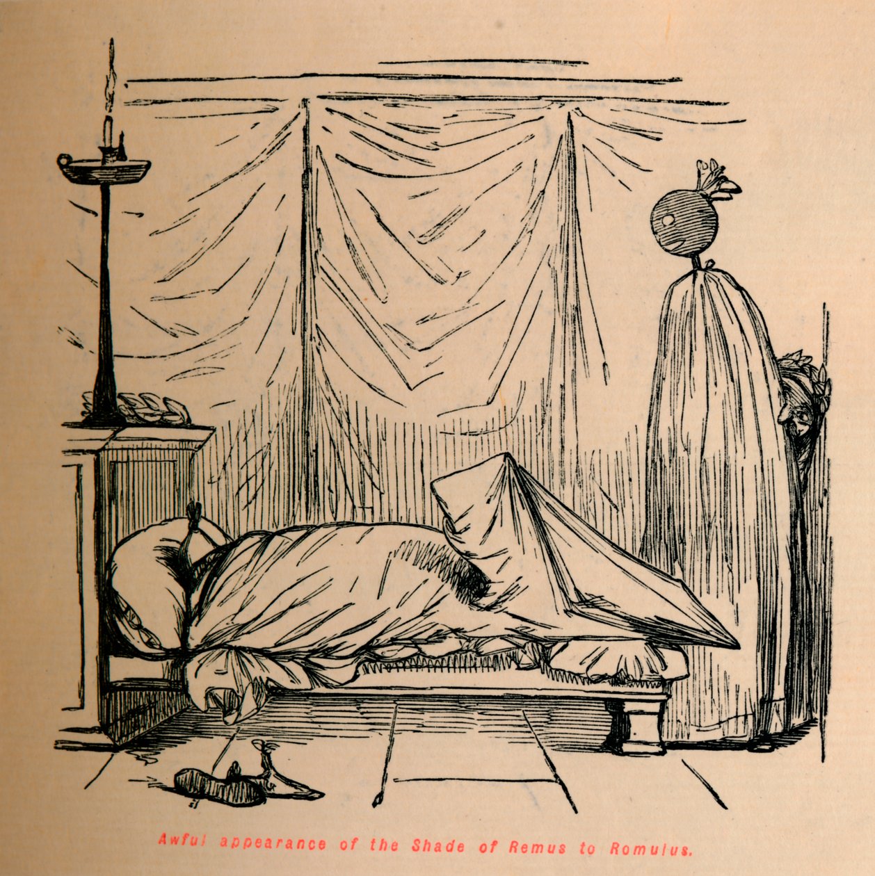 Aterradora aparición de la Sombra de Remo a Rómulo, 1852 de John Leech