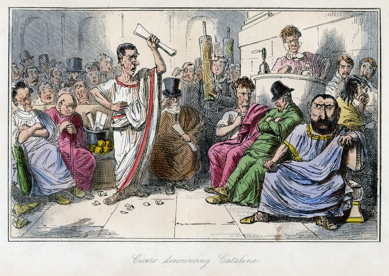 Cicerón denunciando a Catilina, 1850s de John Leech