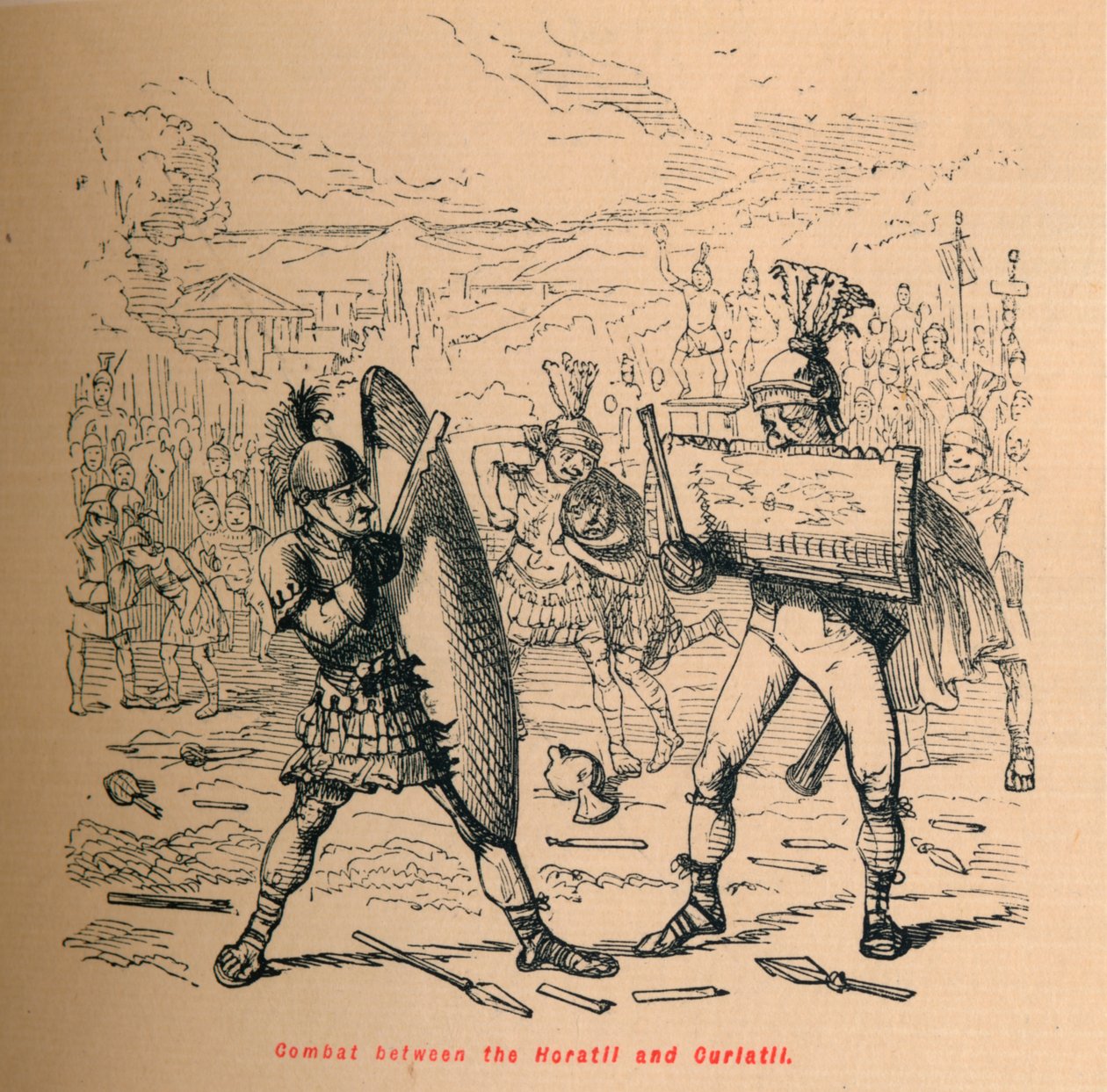 Combate entre los Horacios y los Curiacios, 1852 de John Leech