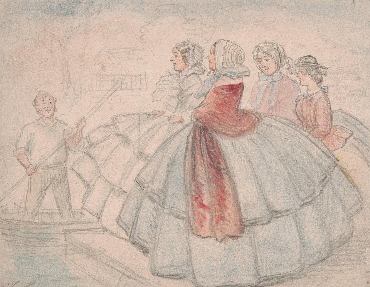 Crinolinas junto al río de John Leech