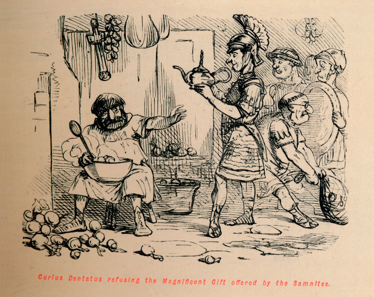 Curius Dentatus rechazando el Magnífico Regalo ofrecido por los Samnitas, 1852 de John Leech