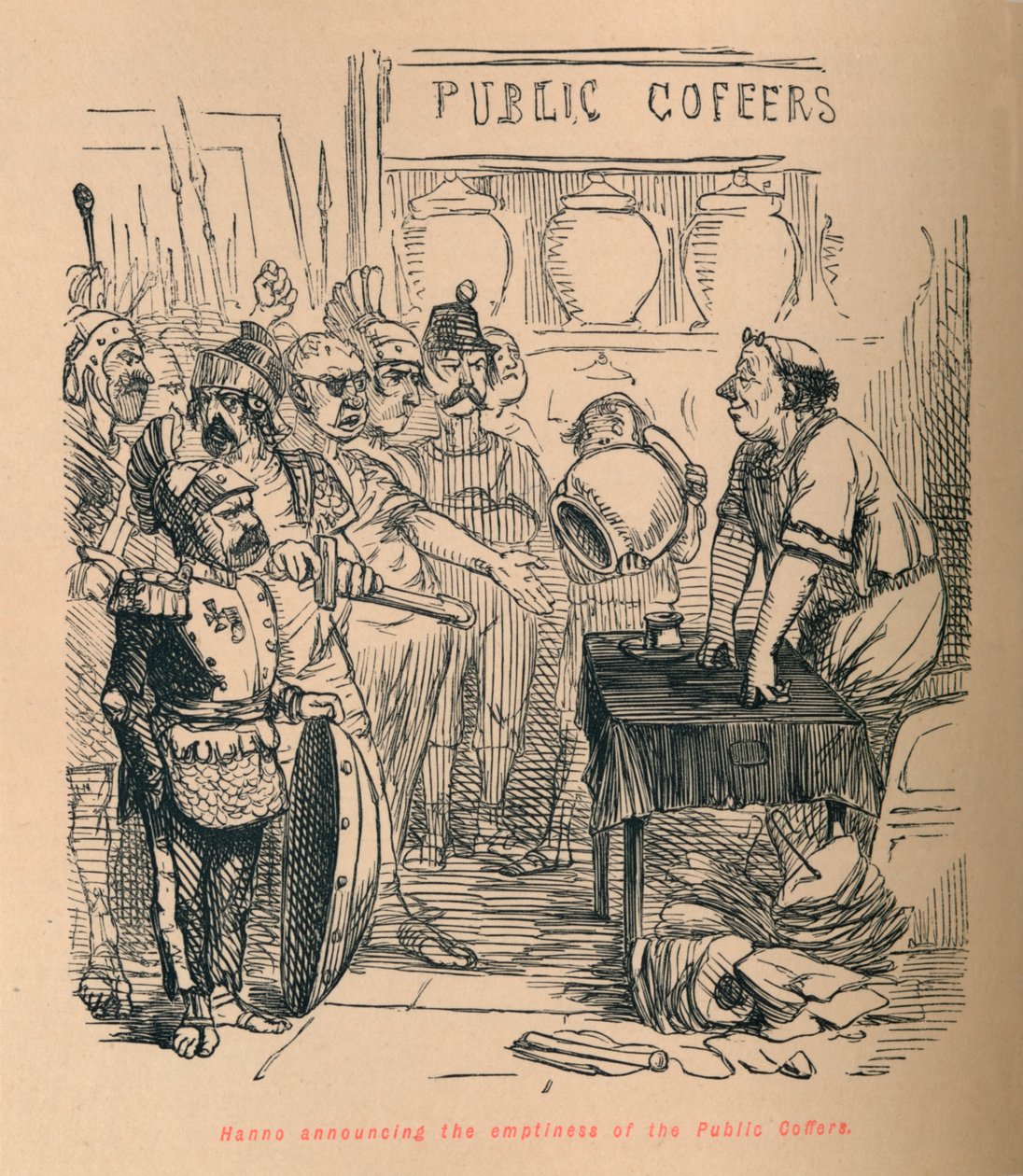Hanno anunciando el vacío de las arcas públicas, 1852 de John Leech