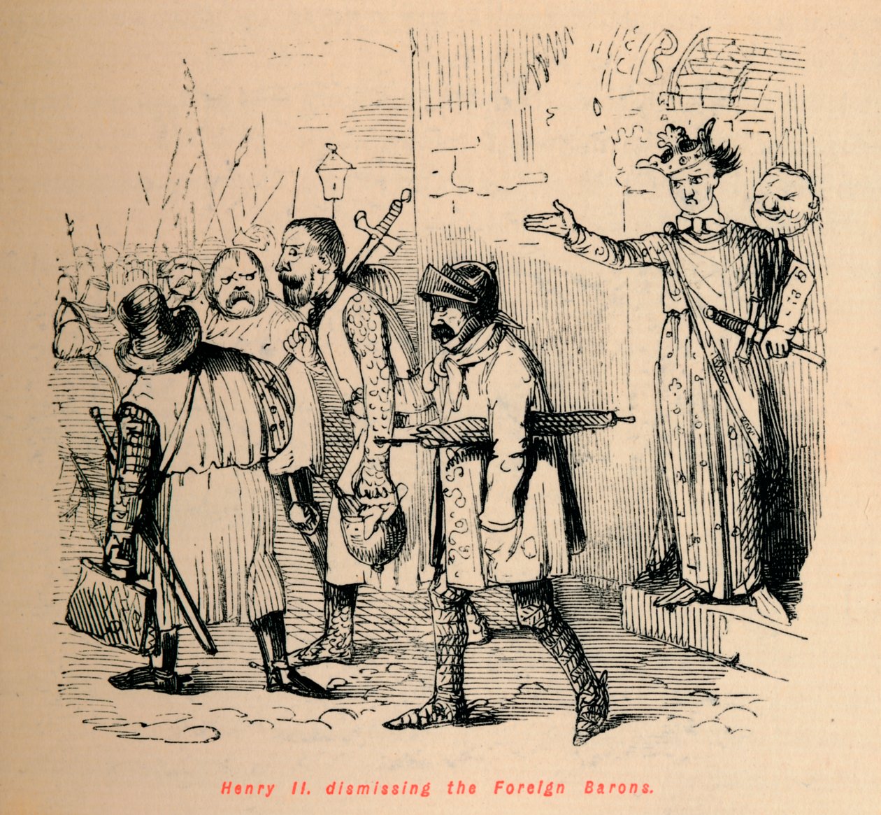 Enrique II despidiendo a los Barones Extranjeros, c. 1860 de John Leech