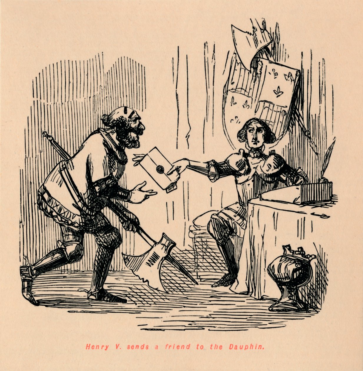 Enrique V envía un amigo al Delfín, c. 1860 de John Leech