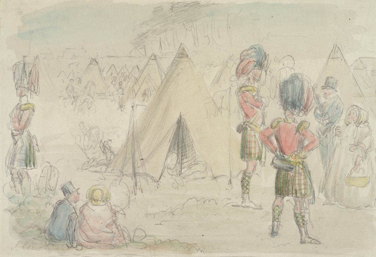 Regimiento de las Tierras Altas en el campamento de John Leech