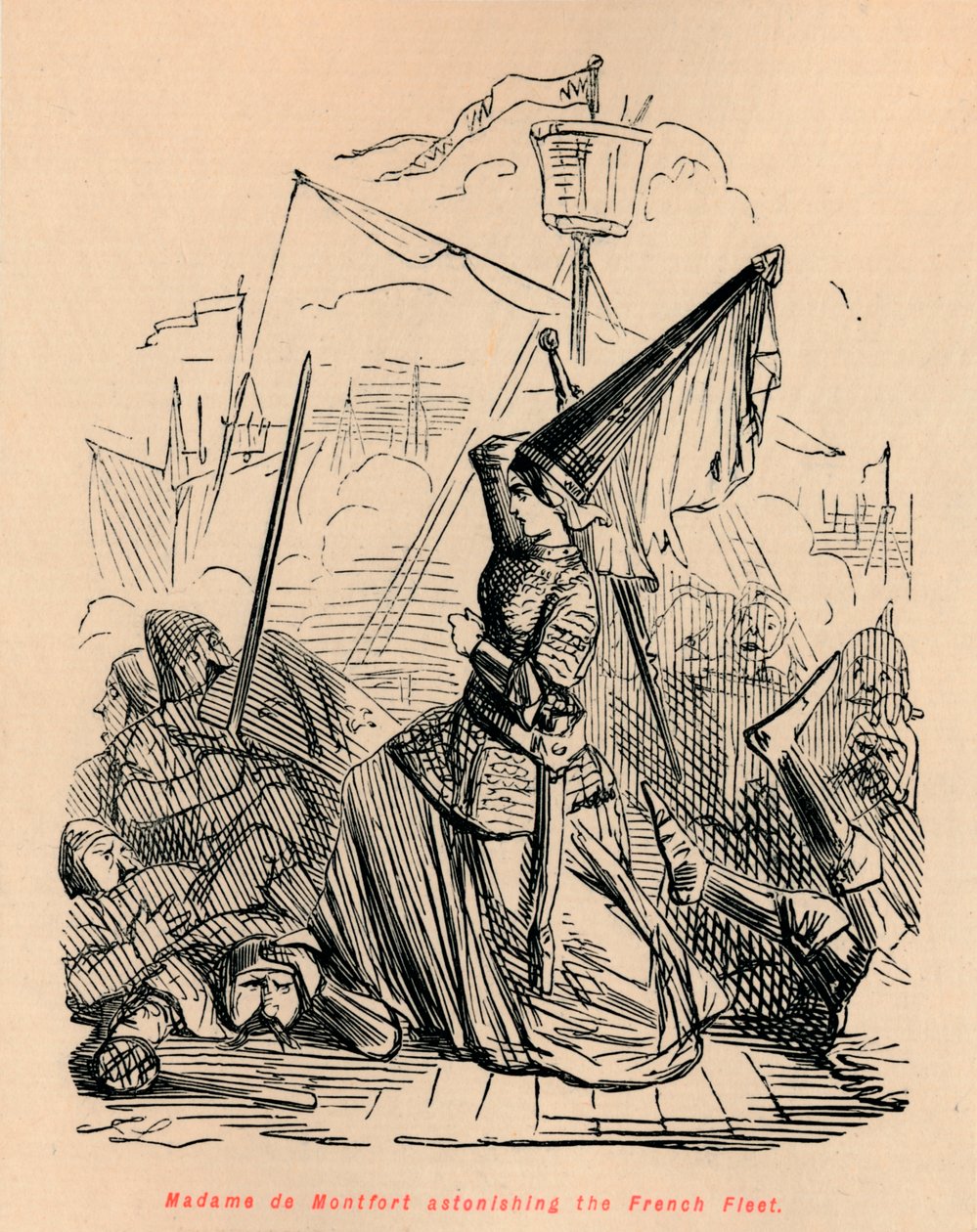 Madame de Montfort asombrando a la flota francesa, c1860 de John Leech
