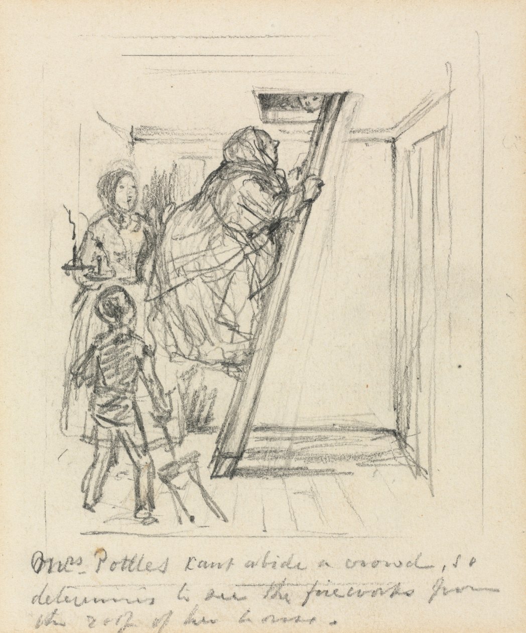 La Sra. Pottles no soporta una multitud de John Leech