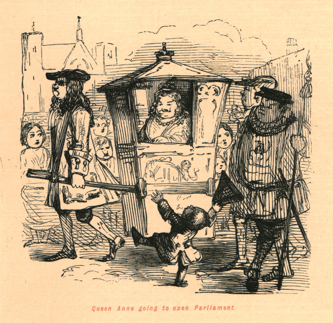 La reina Ana yendo a abrir el Parlamento, 1897 de John Leech