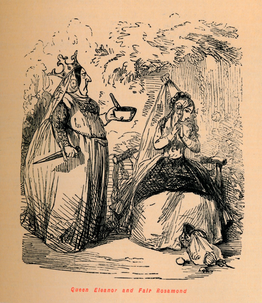 La reina Leonor y la bella Rosamunda, c1860 de John Leech