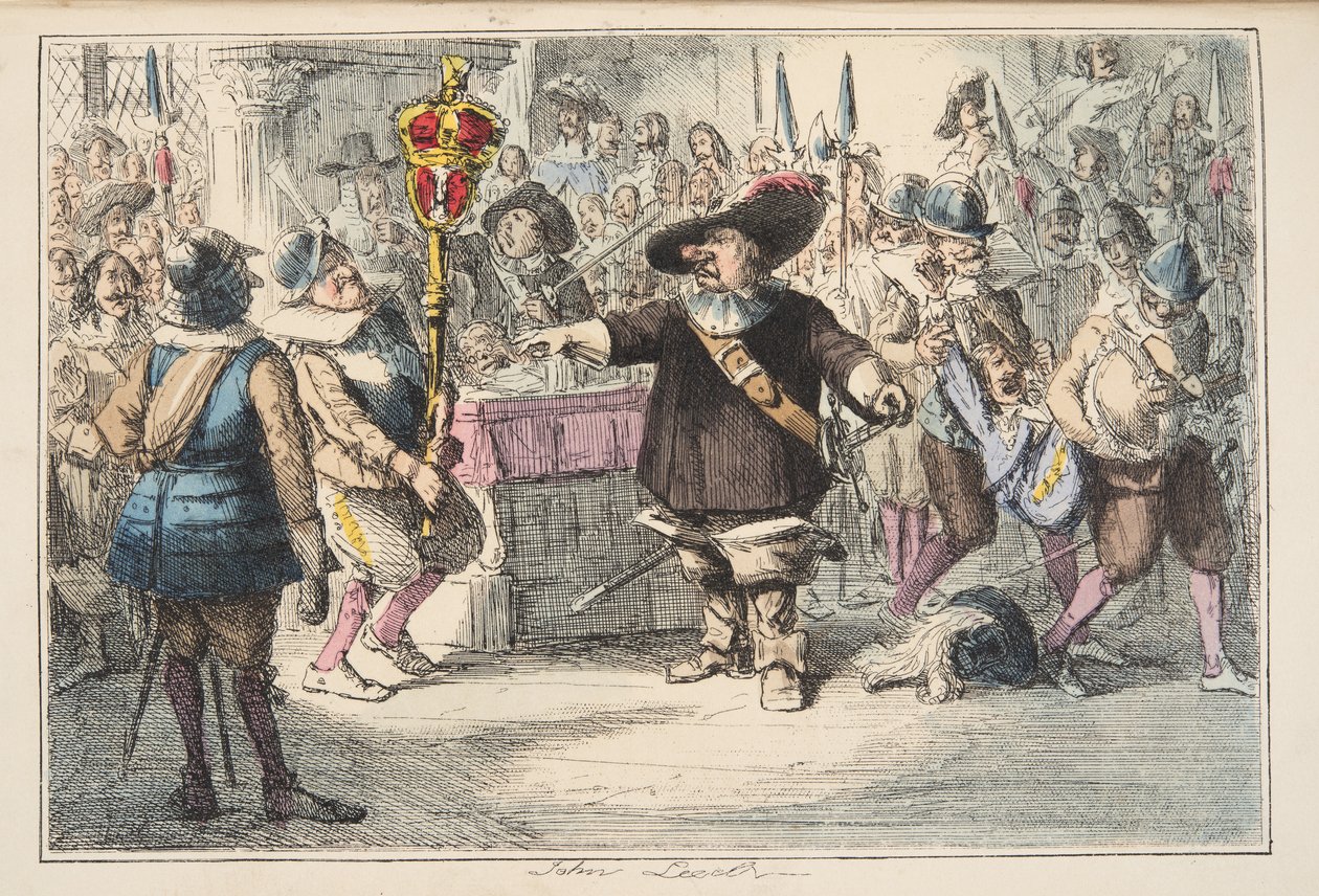 Quita ese chisme, Cromwell disolviendo el Parlamento Largo, de The Comic History of England, pub. 1864 de John Leech
