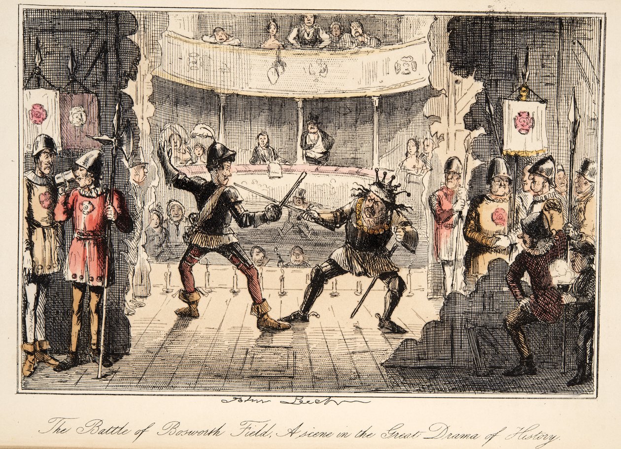 La batalla de Bosworth Field: Una escena del gran drama de la historia, de The Comic History of England, pub. 1864 de John Leech