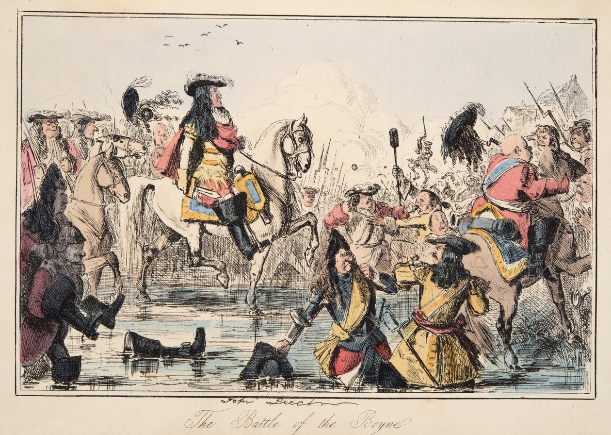 La batalla del Boyne, de The Comic History of England, pub. 1864 de John Leech