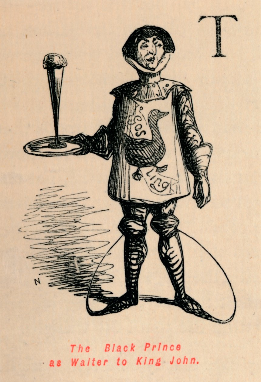 El Príncipe Negro como camarero del Rey Juan, c. 1860 de John Leech