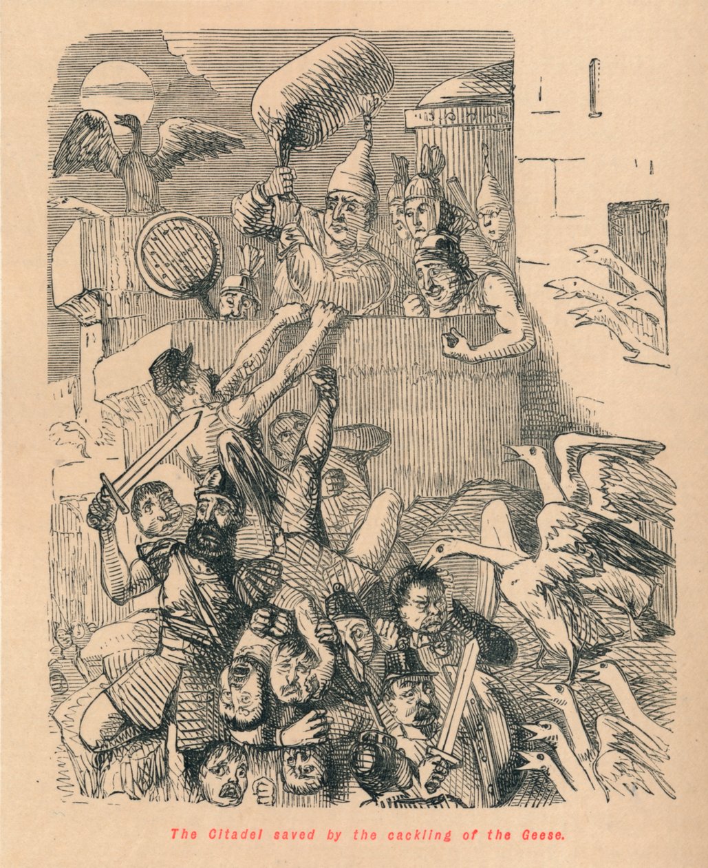 La Ciudadela salvada por el cacareo de los gansos, 1852 de John Leech