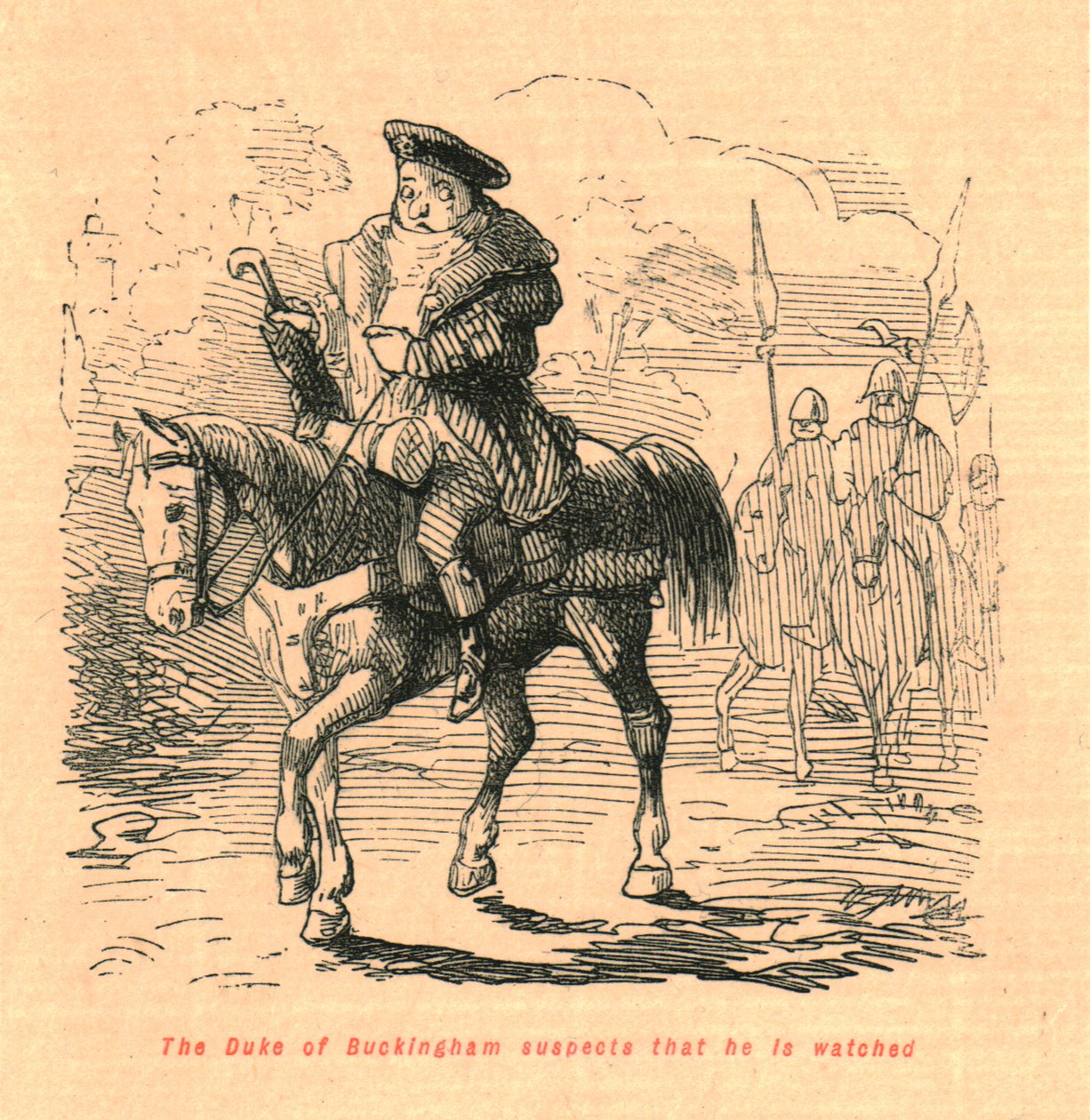 El Duque de Buckingham sospecha que lo están observando, 1897 de John Leech