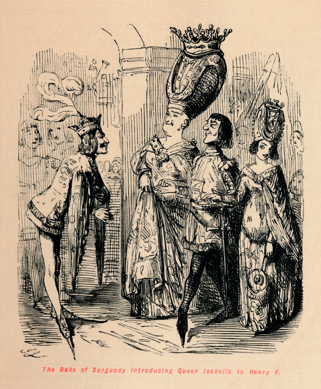 El Duque de Borgoña presentando a la Reina Isabel a Enrique V, c1860 de John Leech
