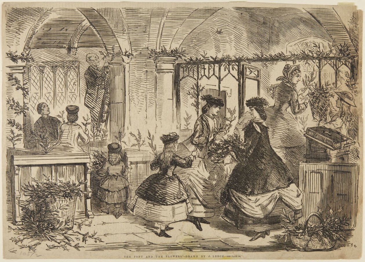 La pila bautismal y las flores de John Leech
