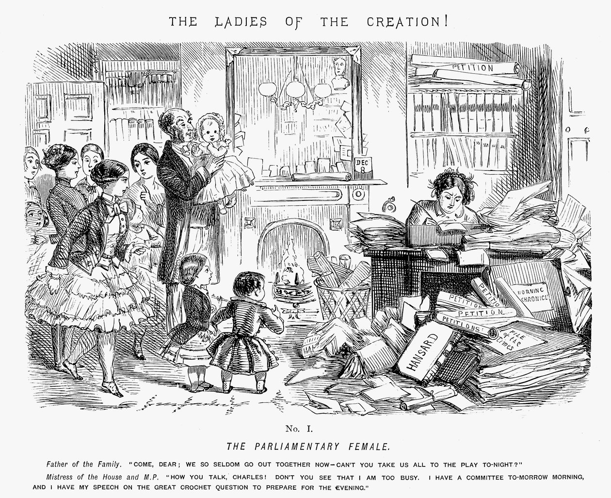 La parlamentaria femenina, 1850 de John Leech