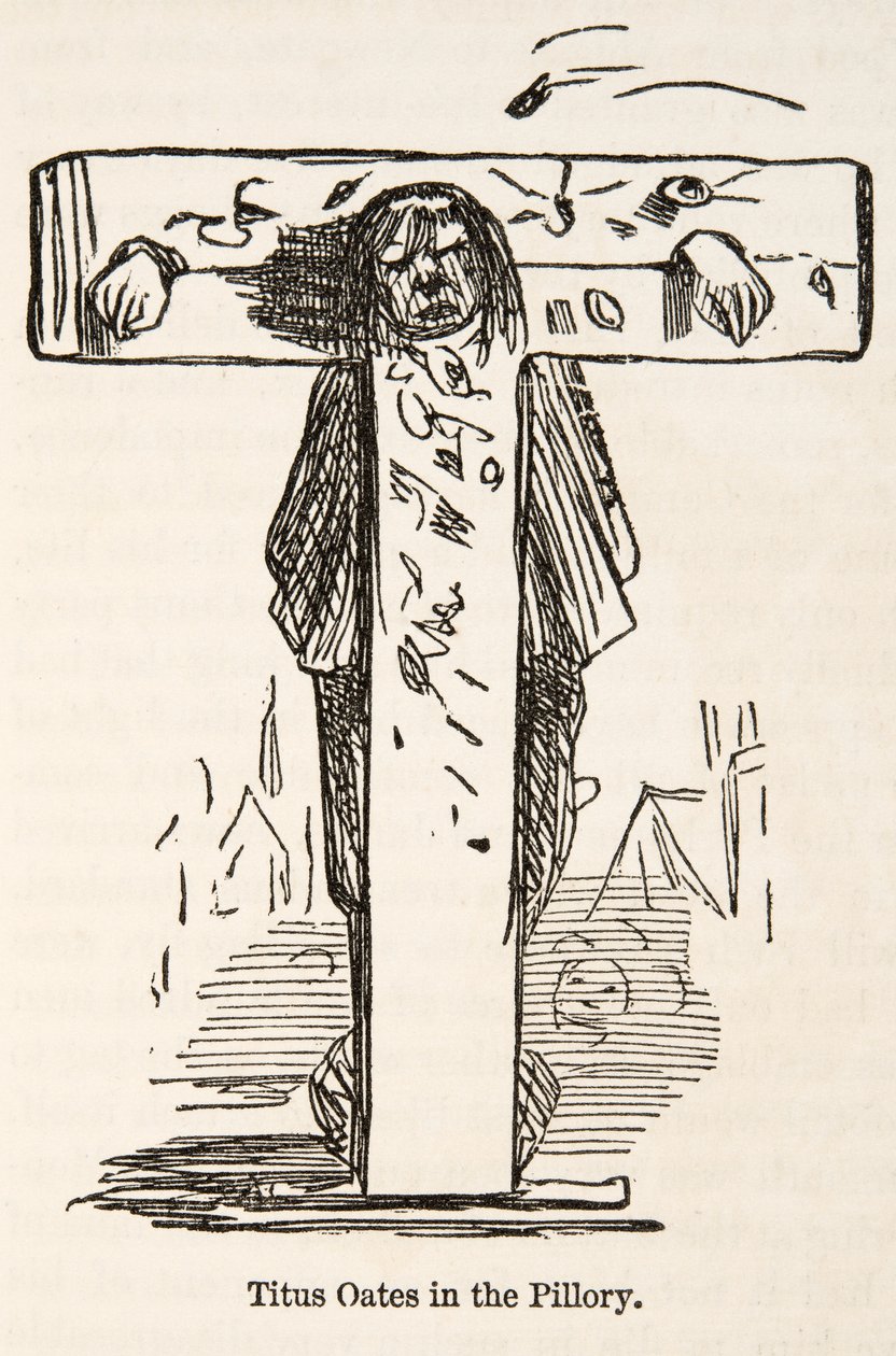 Tito Oates en la Picota, de The Comic History of England, pub. 1864 de John Leech