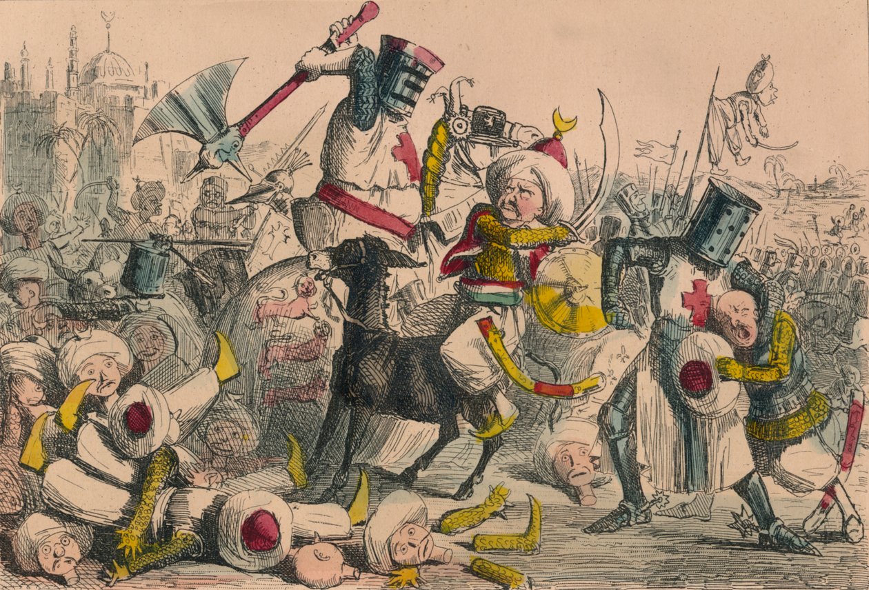 Terrible combate entre Ricardo Corazón de León y Saladino de John Leech and Gilbert Abbott A Beckett
