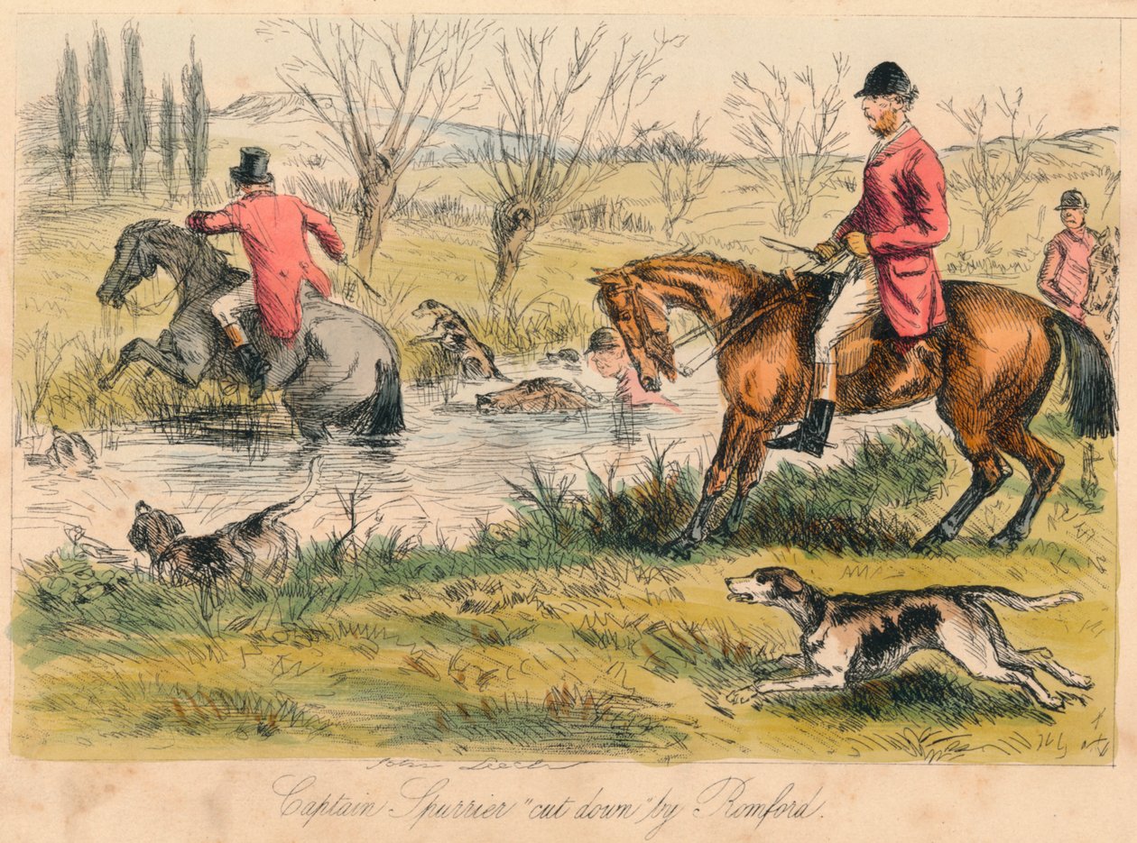 El Capitán Spurrier derribado por Romford, 1865 de John Leech and Hablot Knight Browne