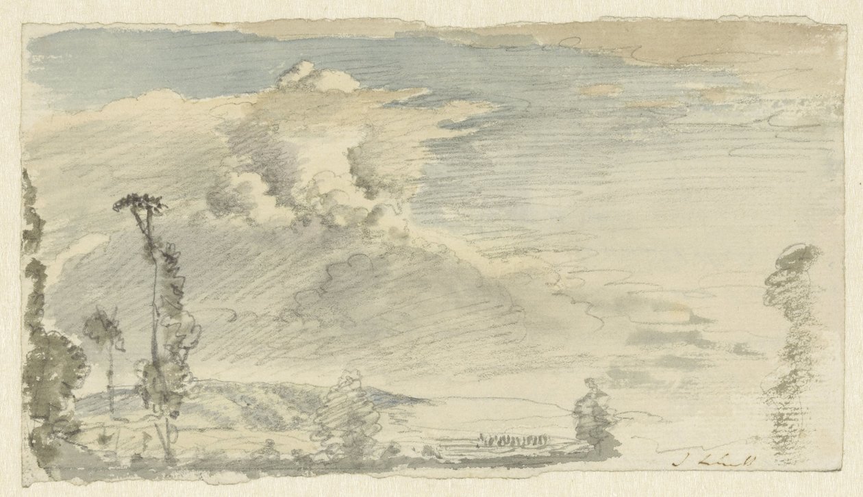 Cielo nublado sobre un paisaje de colinas de John Linnell (II)