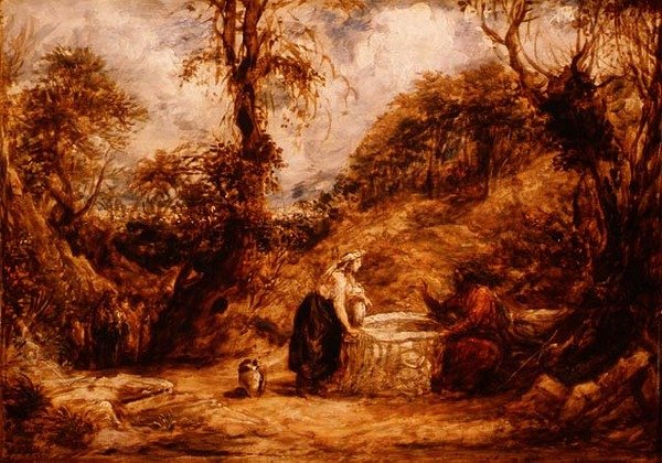 Cristo y la mujer de Samaria en el pozo de Jacob, c.1850-60 de John Linnell