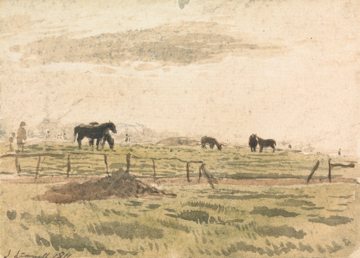 Caballos en un prado de John Linnell