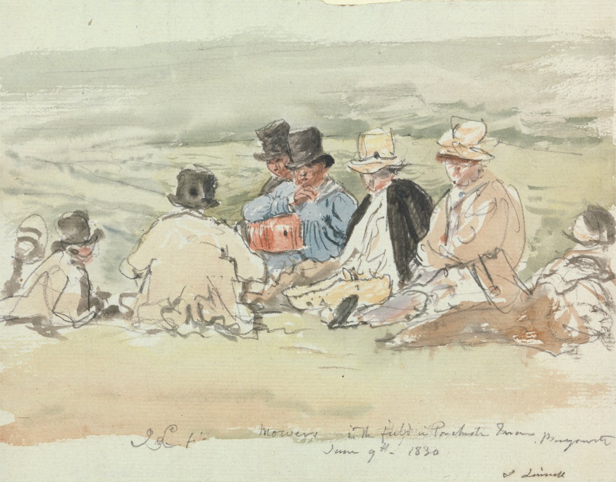 Segadores en el campo en Porchester Terrace, Bayswater, 9 de junio de 1830 de John Linnell