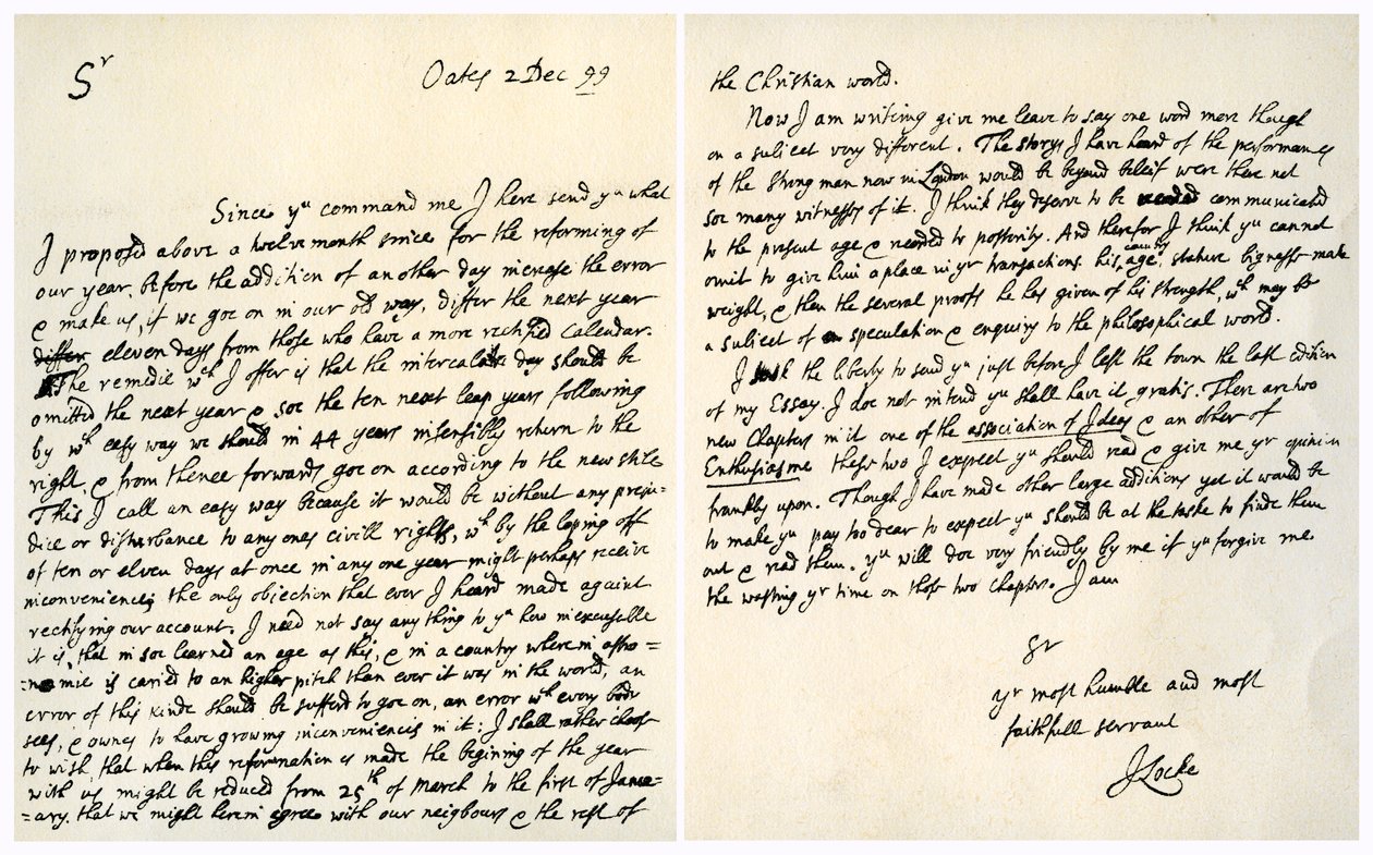 Carta de John Locke a Hans Sloane, 2 de diciembre de 1699 de John Locke