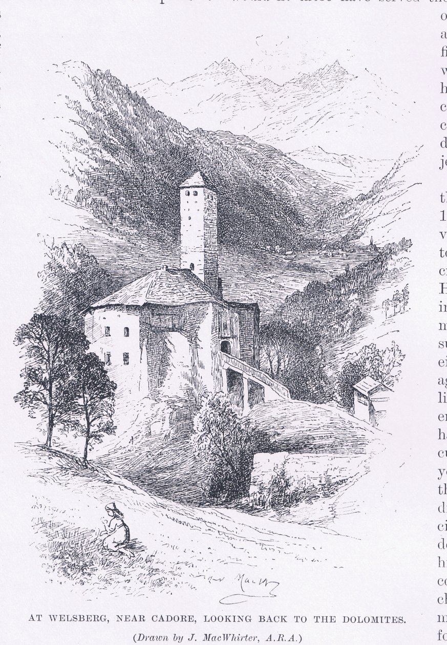 En Welsberg, cerca de Cadore, mirando hacia los Dolomitas, de The Magazine of Art 1893, Cassell and Company de John MacWhirter