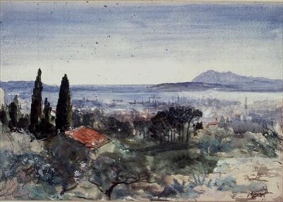 Mirando hacia el puerto de Toulon de John MacWhirter