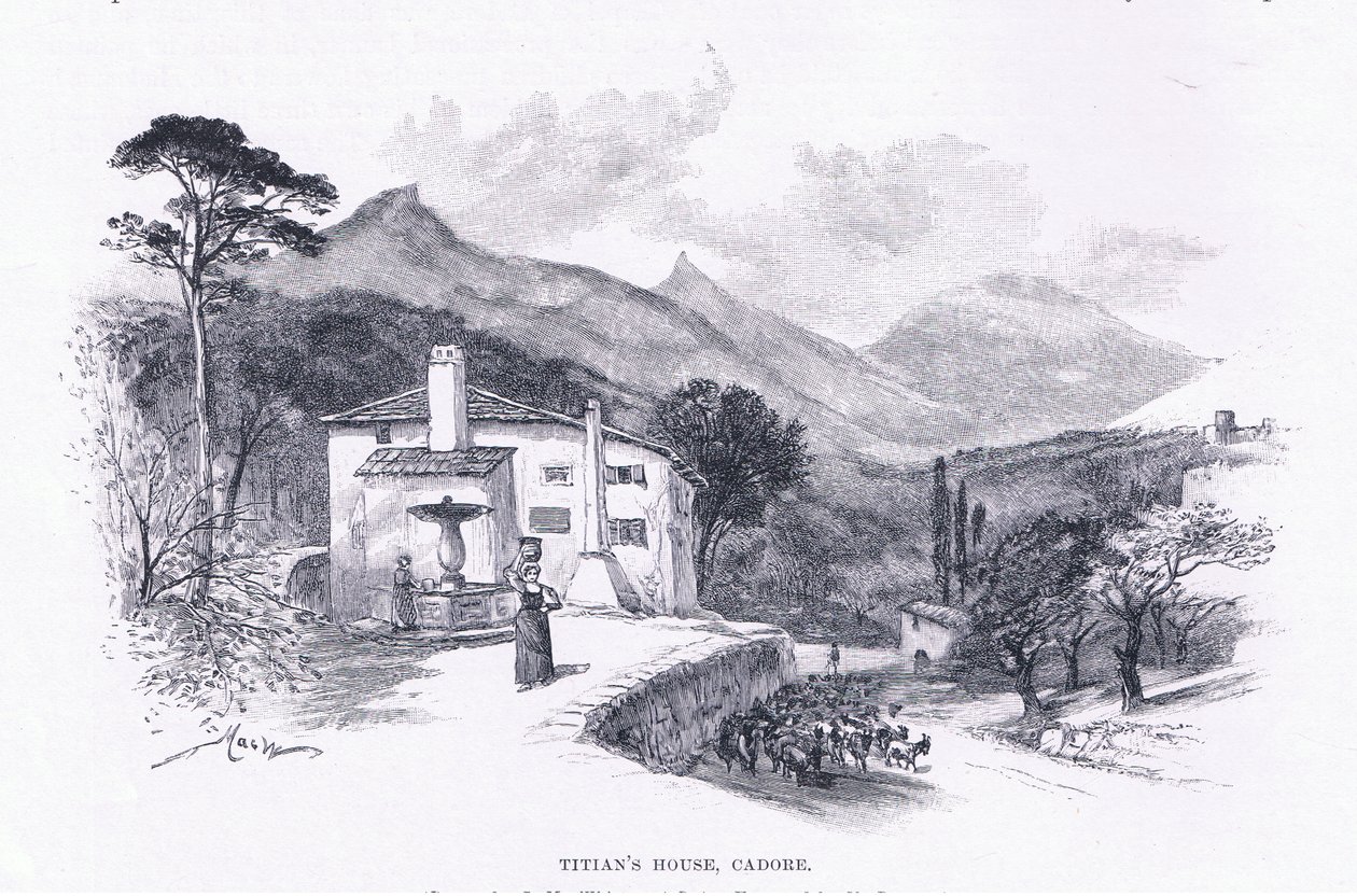 Casa de Tiziano, Cadore, de The Magazine of Art 1893, Cassell and Company de John MacWhirter