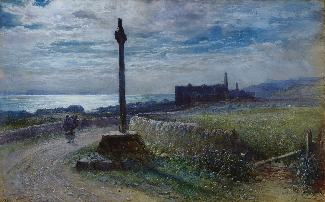 Viajero en un camino costero de John MacWhirter