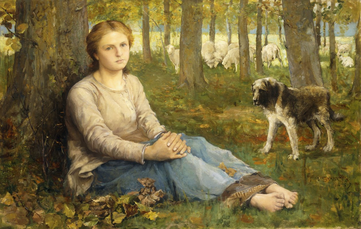 Una pastora y su rebaño, 1878-9 de John Macallan Swan