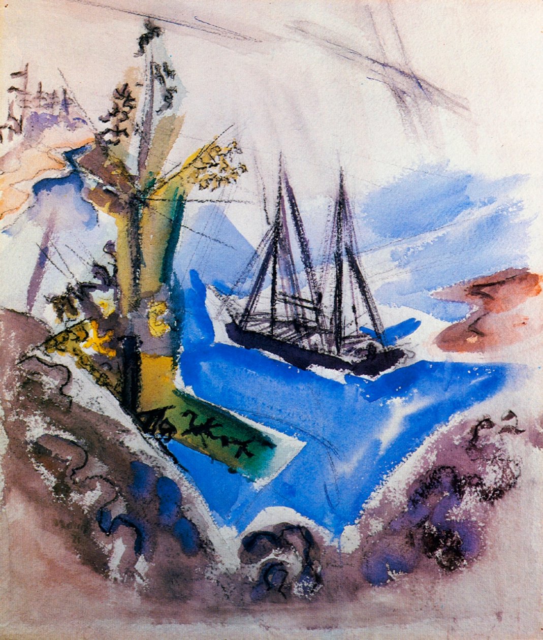 Una goleta y un árbol de John Marin