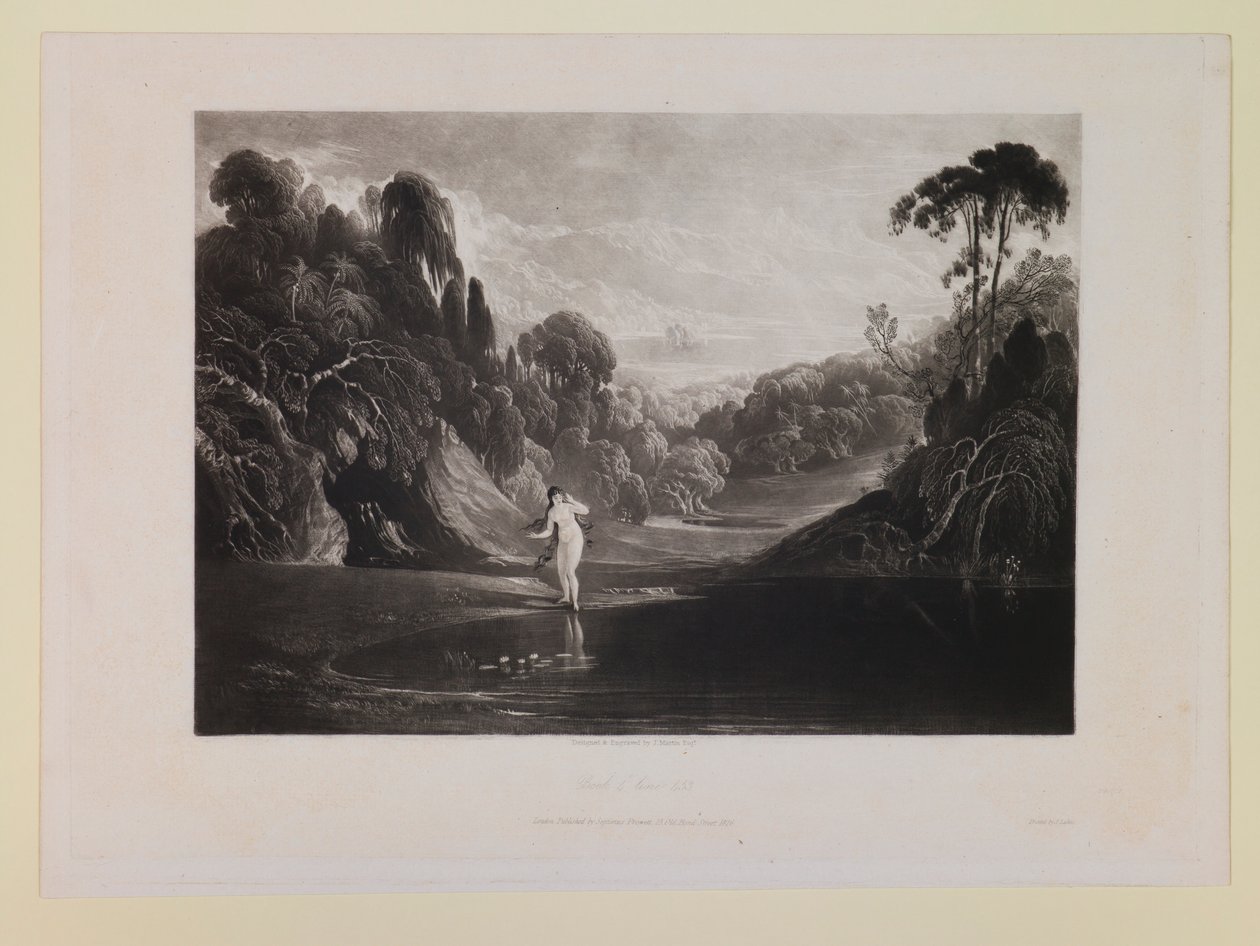 Eva en la fuente (Libro 4, verso 453), de «El paraíso perdido» de John Martin