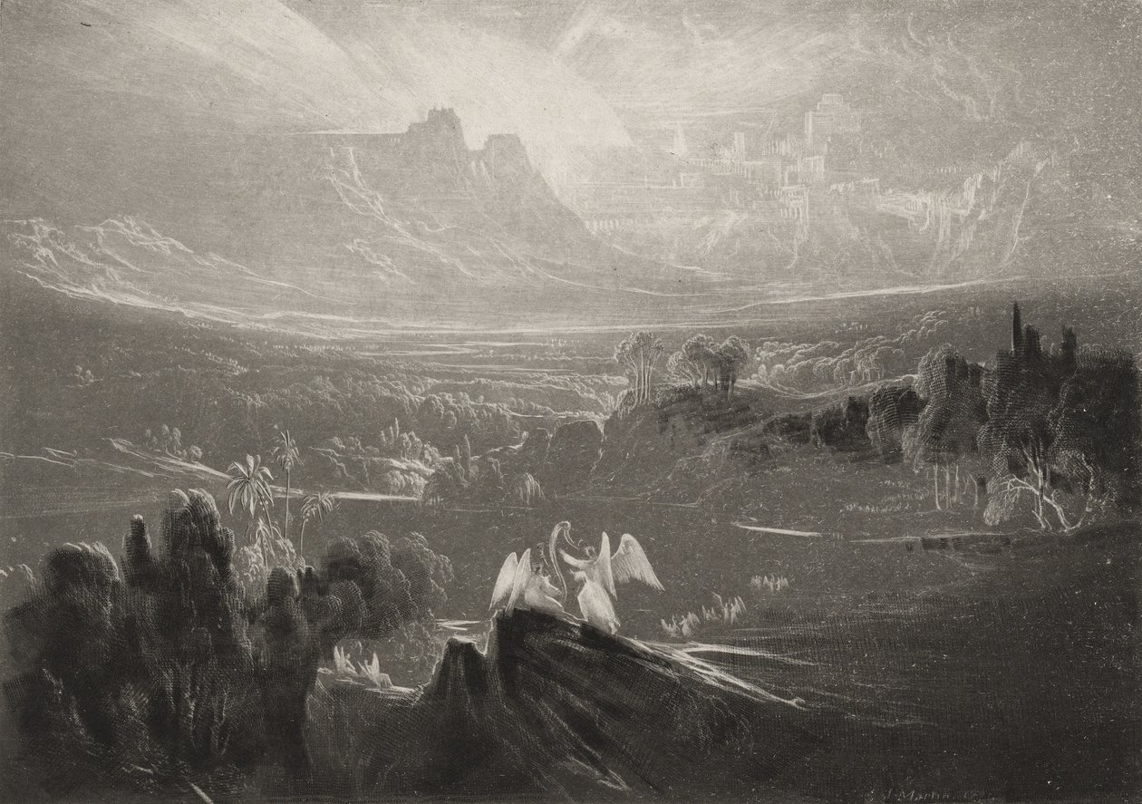 El cielo-los ríos de la dicha..., c.1827 (mezzotinta) de John Martin