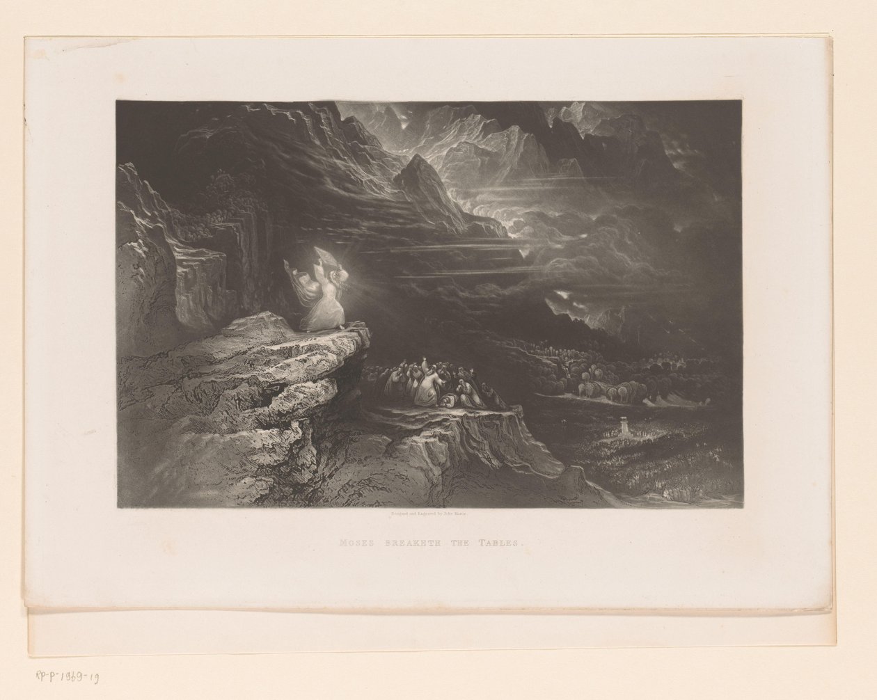 Mozes breekt de tafelen der wet
Moisés rompe las tablas (título del objeto)
Illustraties bij de bijbel (título de la serie)
Ilustraciones de la Biblia (título de la serie) de John Martin