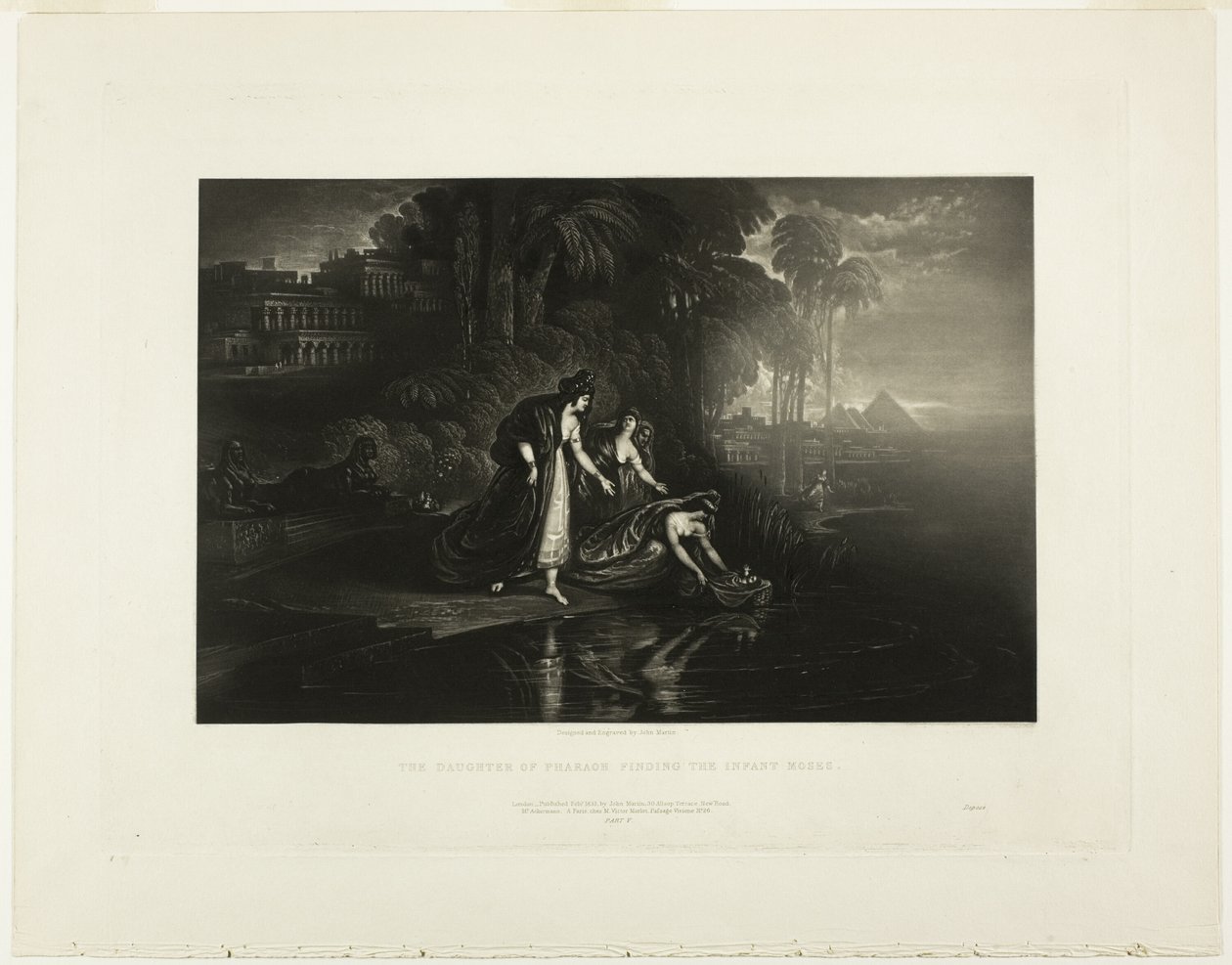 La hija del faraón encuentra al infante Moisés, de Ilustraciones de la Biblia de John Martin